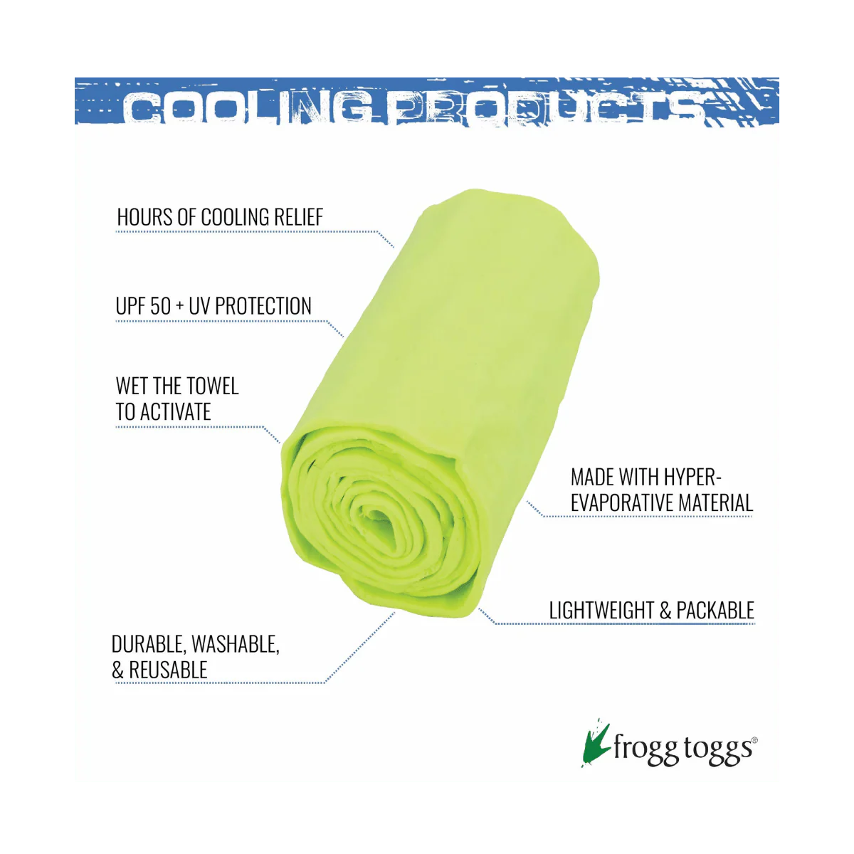 FROGG TOGGS CHILLY MINI COOLING WRAP - HI VIS LIME - Image 3