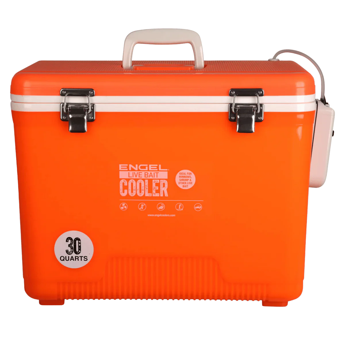 ENGEL 30 QUARTS LIVE BAIT DRYBOX/COOLER - HI VIZ ORANGE