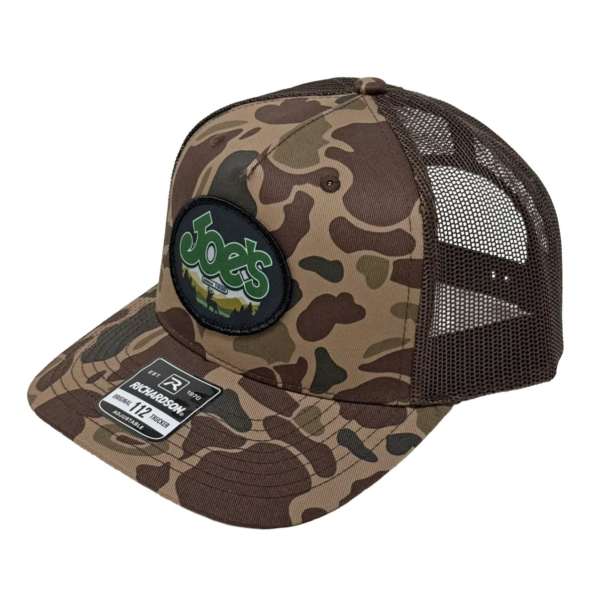 JOE'S SPORTING GOODS TRUCKER LOGO CAP - BARK DUCK CAMO/BROWN