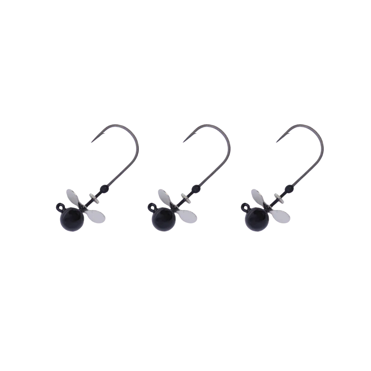 X ZONE LURES TUNGSTEN PROPELLER JIG HEAD BLACK