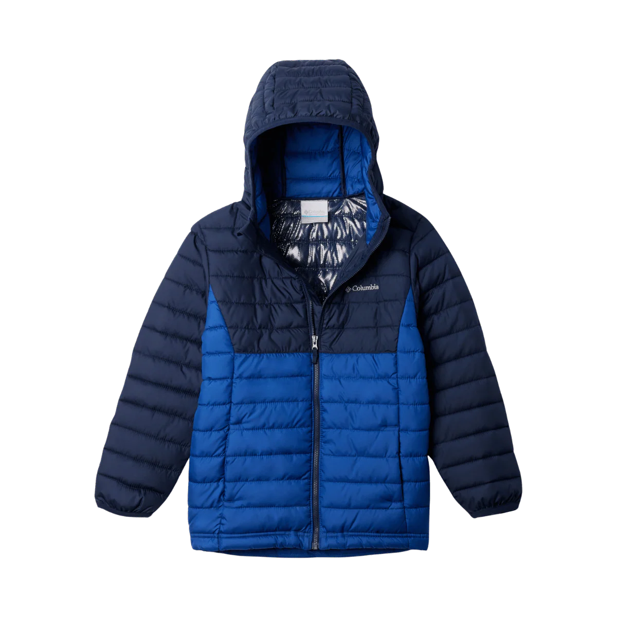 COLUMBIA BOYS' POWDER LITE II HOODED JACKET - MOUNTAIN BLUE
