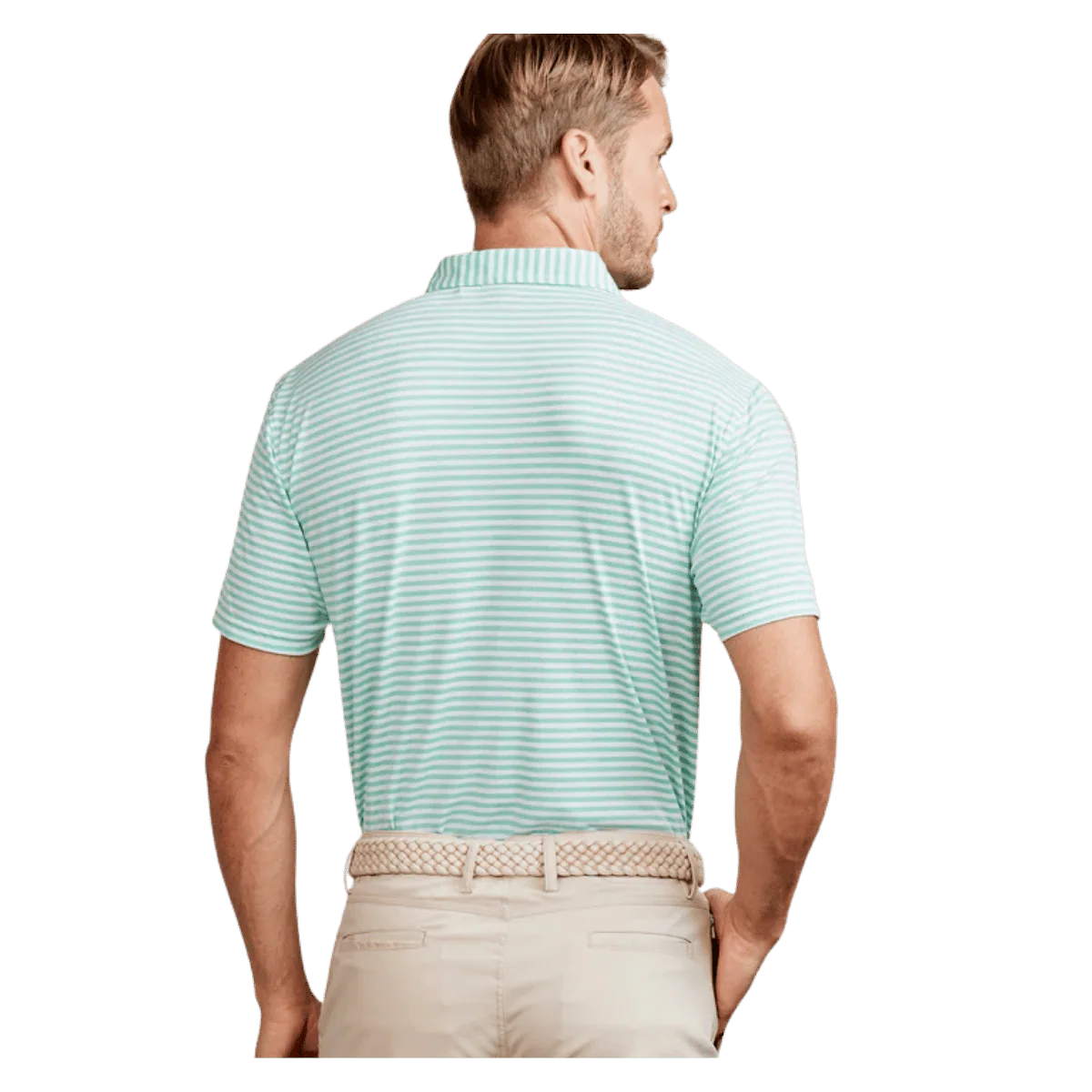 TASC CLOUD POLO BROOKLINE STRIPE - SEA GREEN HEATHER/HEATHER - Image 2