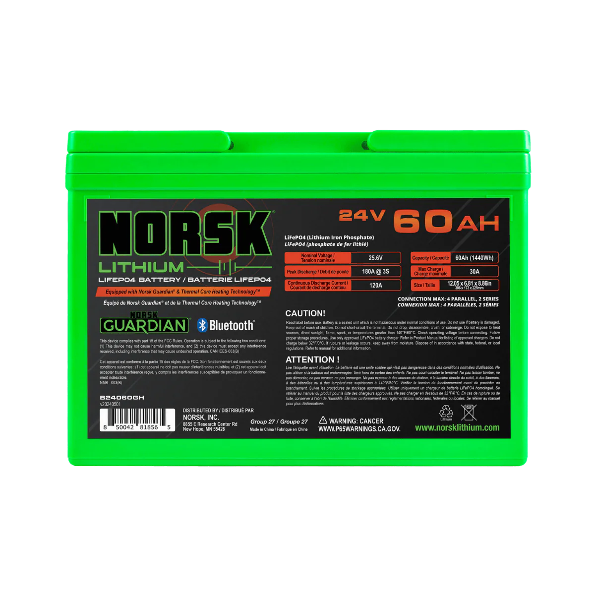 NORSK FISHING 24V 60A HEATED TROLLING MOTOR BATTERY - Image 2