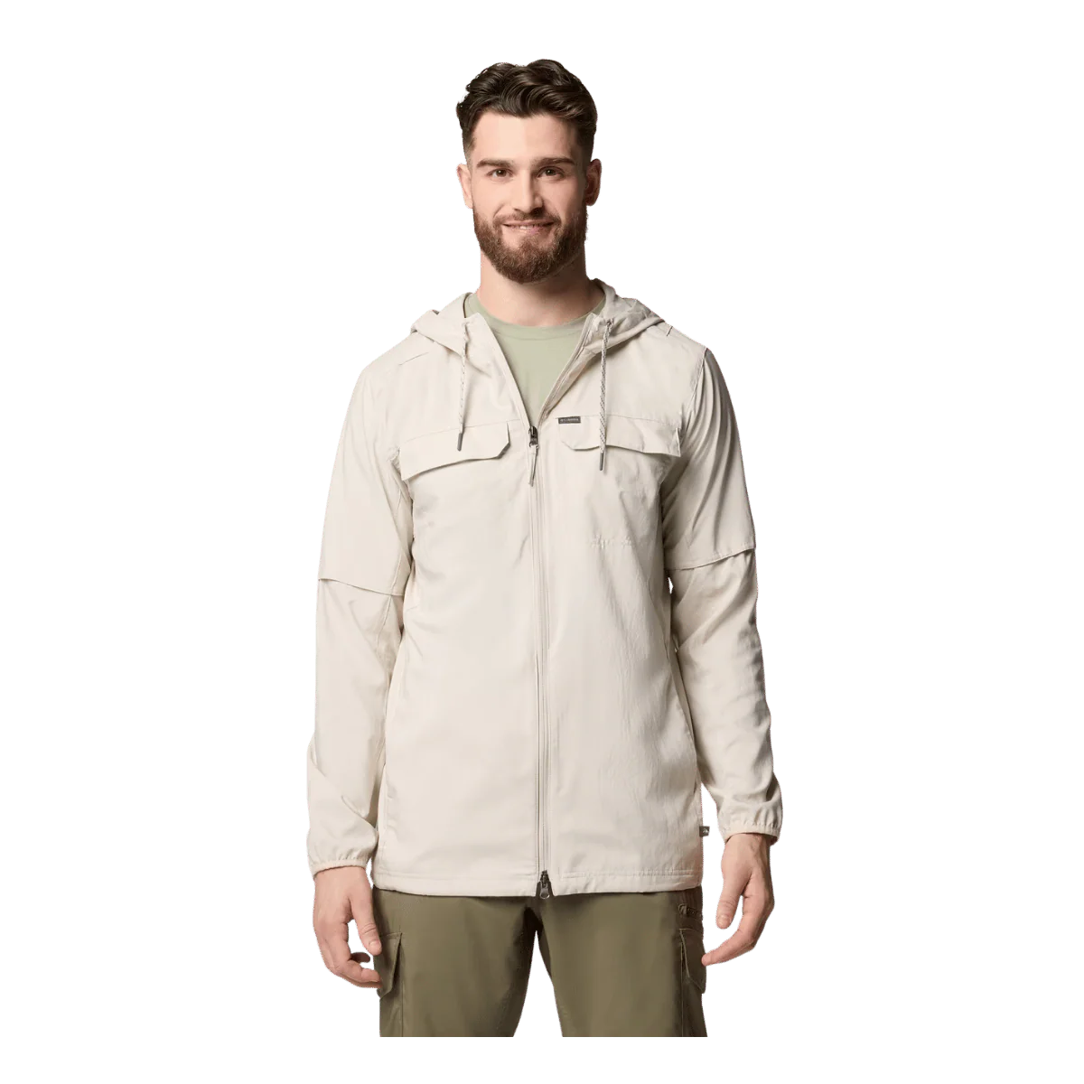 COLUMBIA MEN'S SKIEN VALLEY HOODED LONG SLEEVE SHIRT - DARK STONE