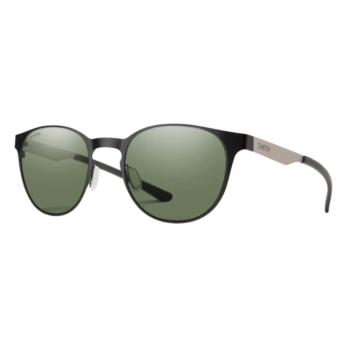 SMITH EASTBANK METAL SUNGLASSES - MATTE BLACK SILVER/CHROMA POP POLARIZED GRAY GREEN