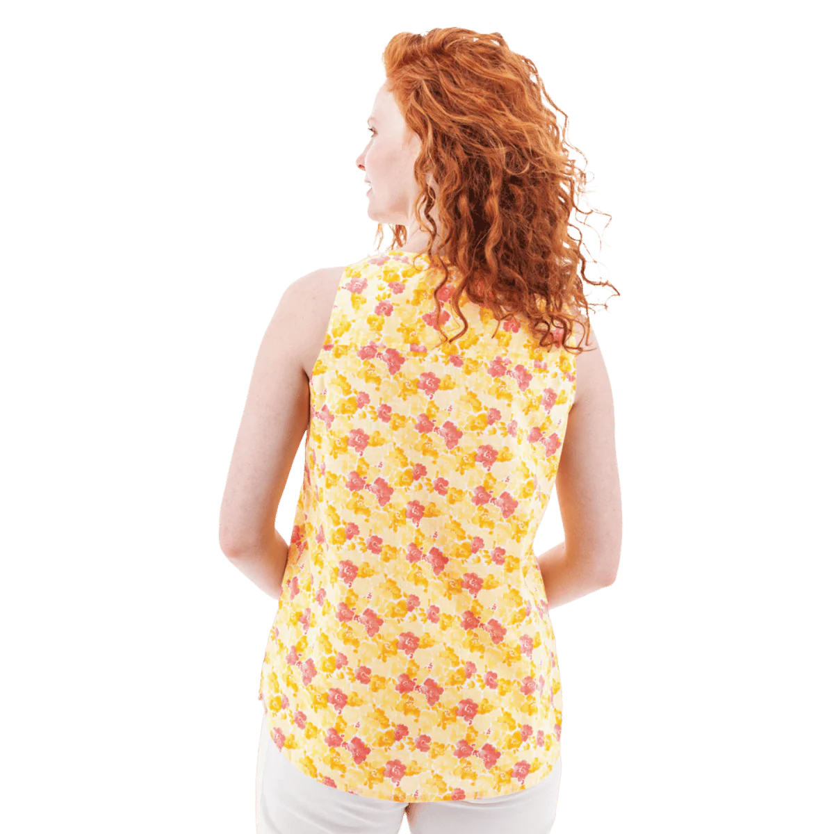 AVENTURA WOMEN'S DEVONNE SPLIT NECK PRINT TANK TOP - PEACH - Image 3