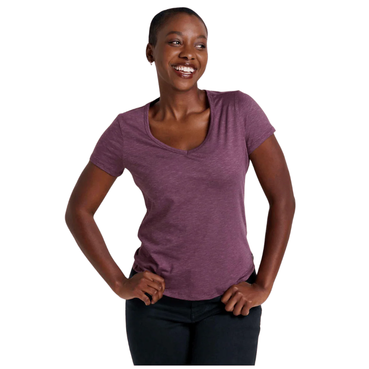 TOAD & CO WOMEN'S MARLEY II SHORTSLEEE TEE - HUCKLEBERRY