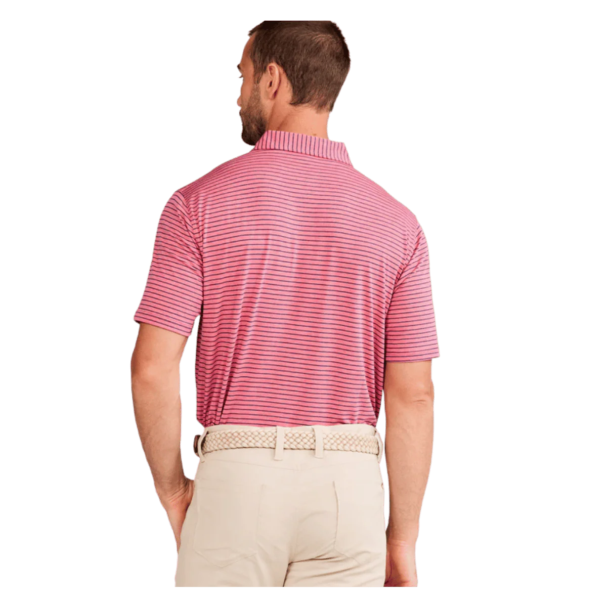 TASC CLOUD POLO BROOKLINE STRIPE - RUBY HEATHER/MARINE BLUE - Image 3