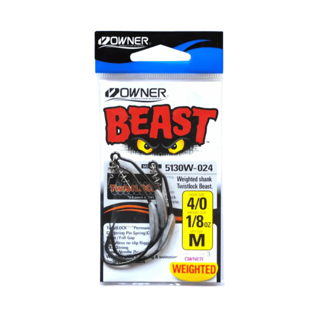 OWNER AMERICAN WEIGHTED BEAST HOOKS W/ TWISTLOCK 3PK - 4/0 - Image 2