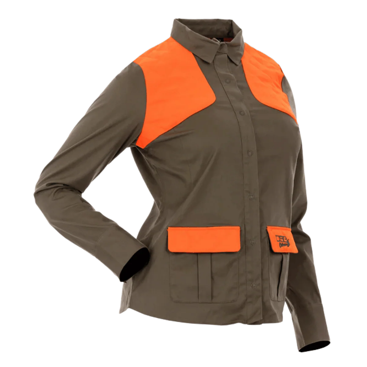 DSG OUTERWEAR WOMEN'S UPLAND SNAP UP SHIRT - BLAZE ORANGE/STONE - Image 2