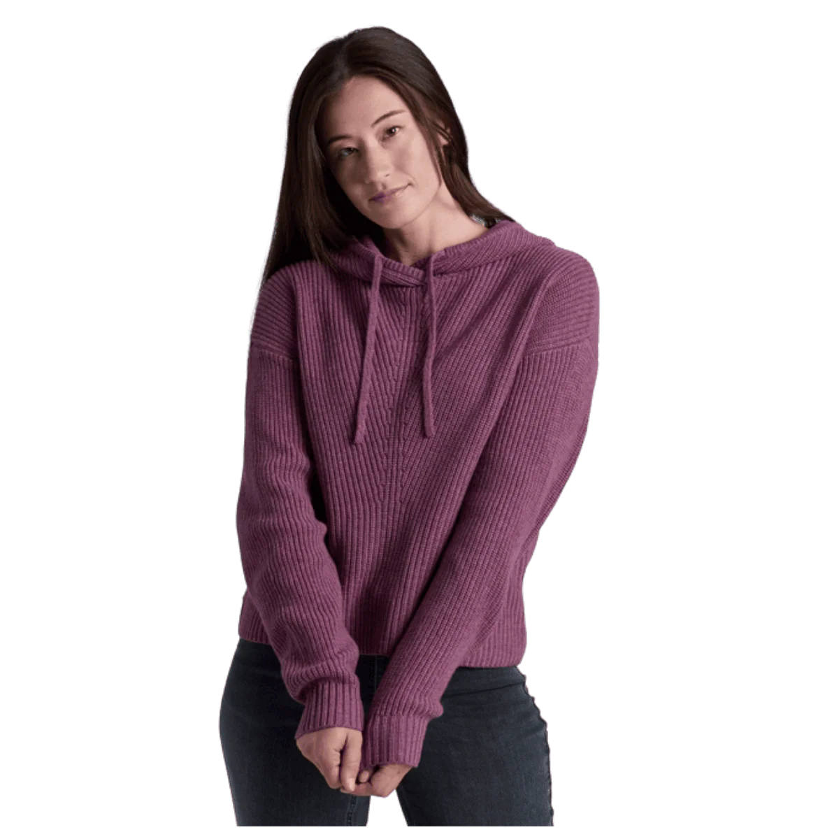 KUHL WOMEN'S FIRESIDE SWEATER HOODY CHUNKY KNIT - MAUVE