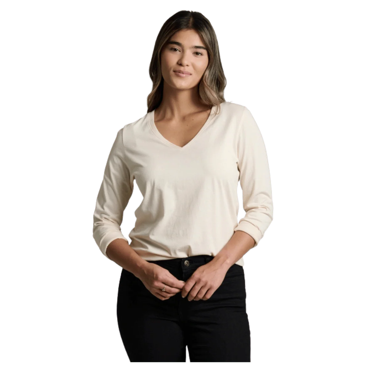 KUHL WOMEN'S VEGA LONG SLEEVE V-NECK TOP - STONE