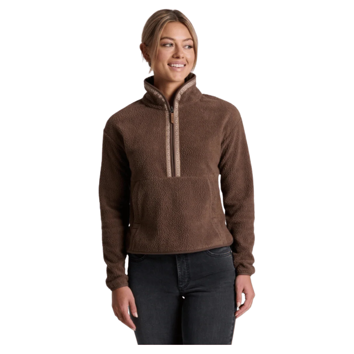 KUHL WOMEN'S HYGGE 1/2 ZIP SWEATSHIRT - COFFEE