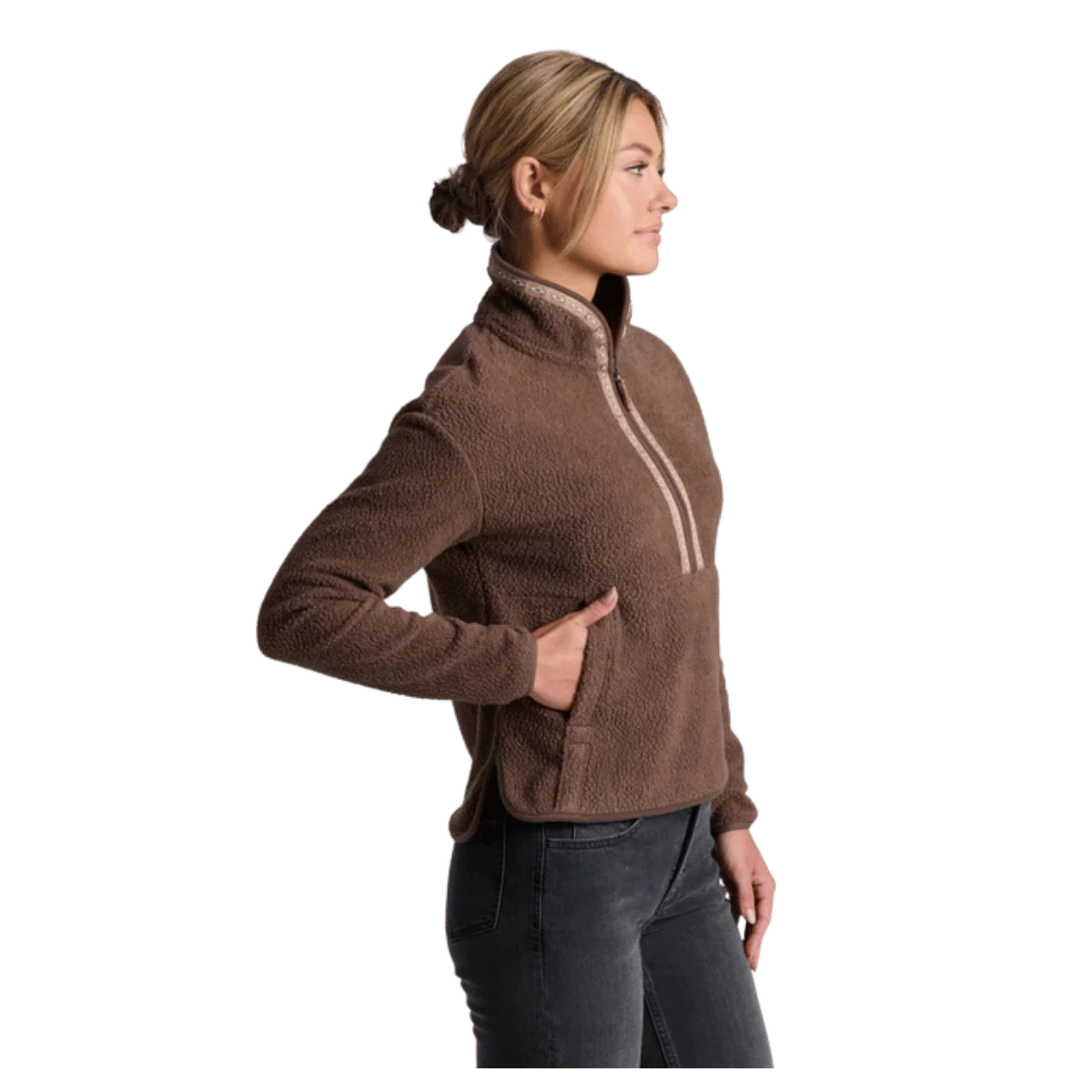 KUHL WOMEN'S HYGGE 1/2 ZIP SWEATSHIRT - COFFEE - Image 2