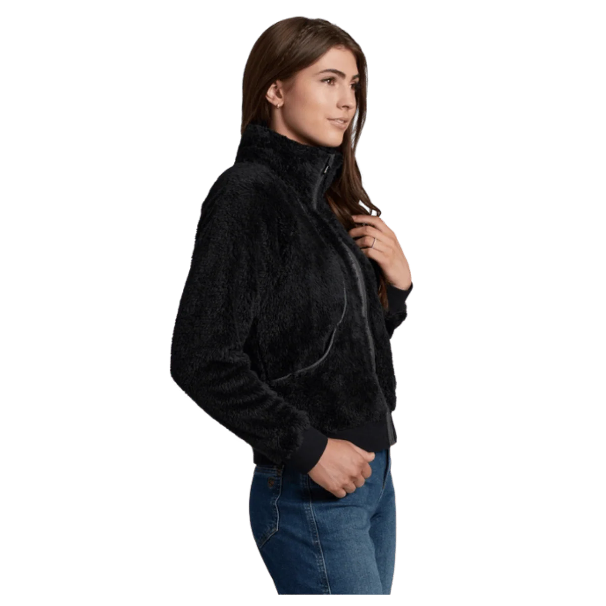KUHL WOMEN'S AVINA FLIGHT JACKET HIGH-LOFT FLEECE - BLACK - Image 2