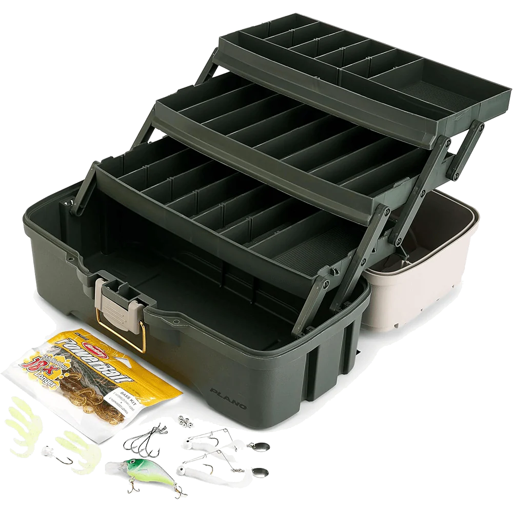 PLANO THREE-TRAY TACKLE BOX KIT FOR BASS, CATFISH, or PANFISH