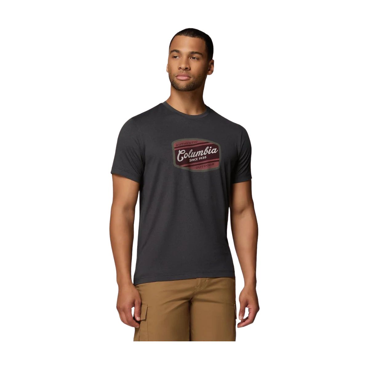 COLUMBIA MEN'S PARSONS POINT SS GRAPHIC TEE - BLACK HEATHER