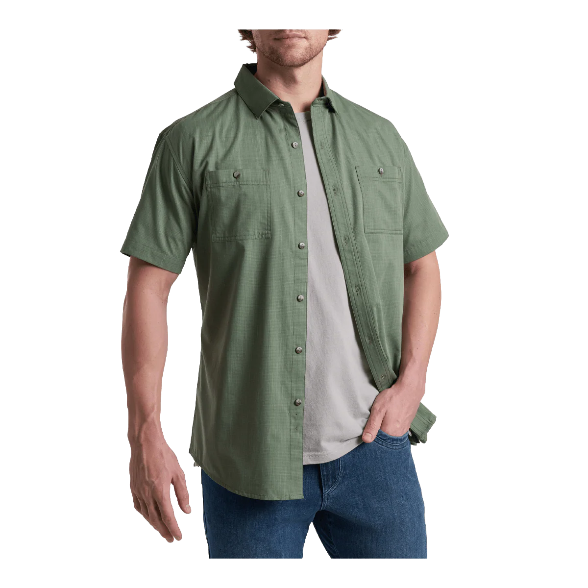 KUHL KARIB STRIPE SHORT SLEEVE SHIRT - SLATE GREEN