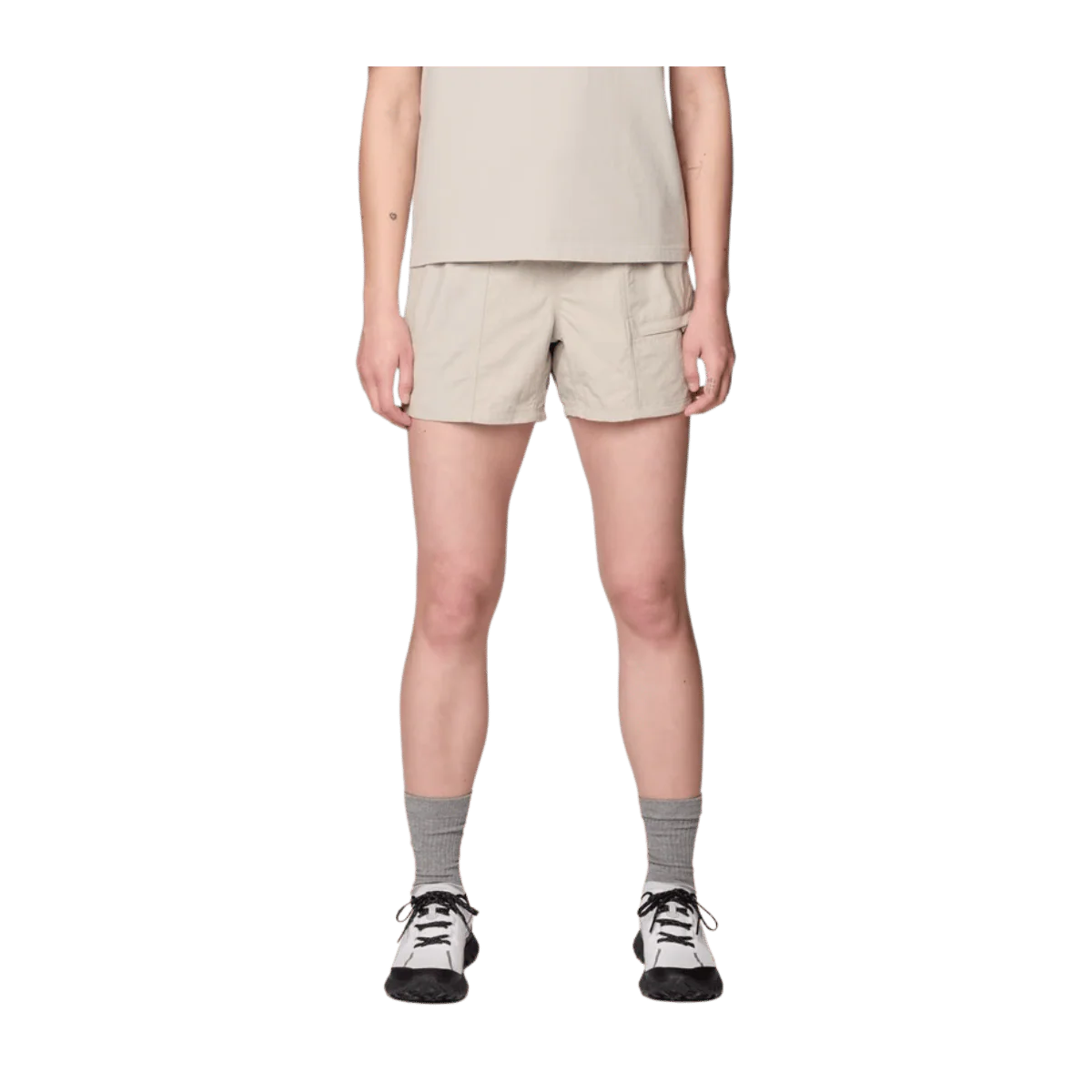 MOUNTAIN HARDWEAR WOMEN'S STRYDER BELTED SHORT 5" - OYSTER SHELL