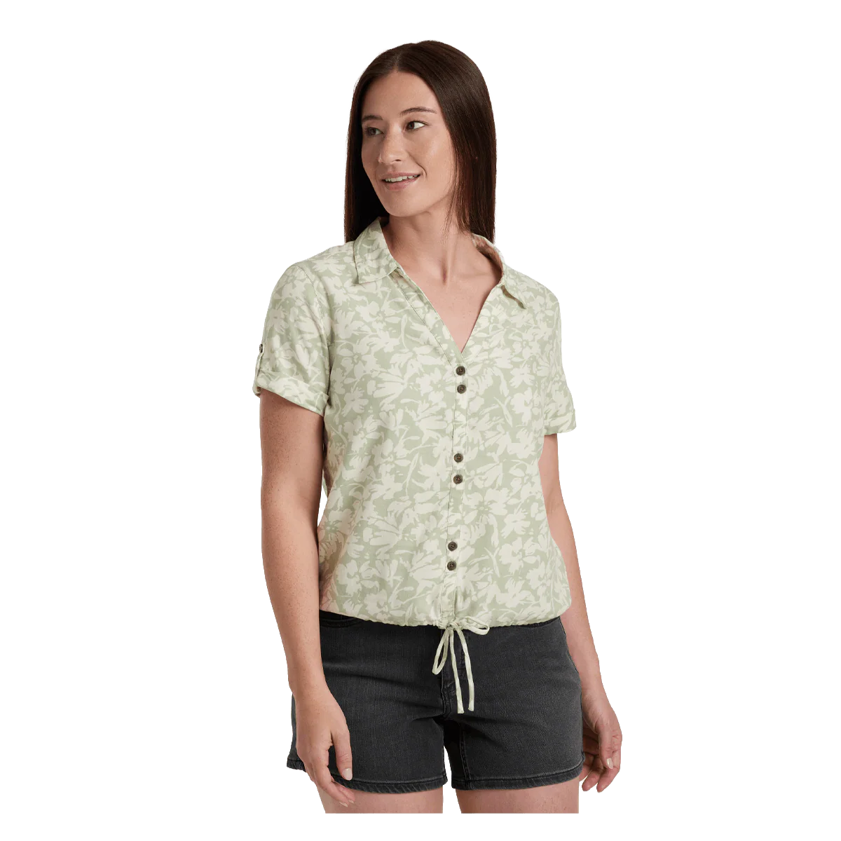 KUHL WOMEN'S LILIANA SHORT SLEEVE SHIRT - SEA FOAM PRINT