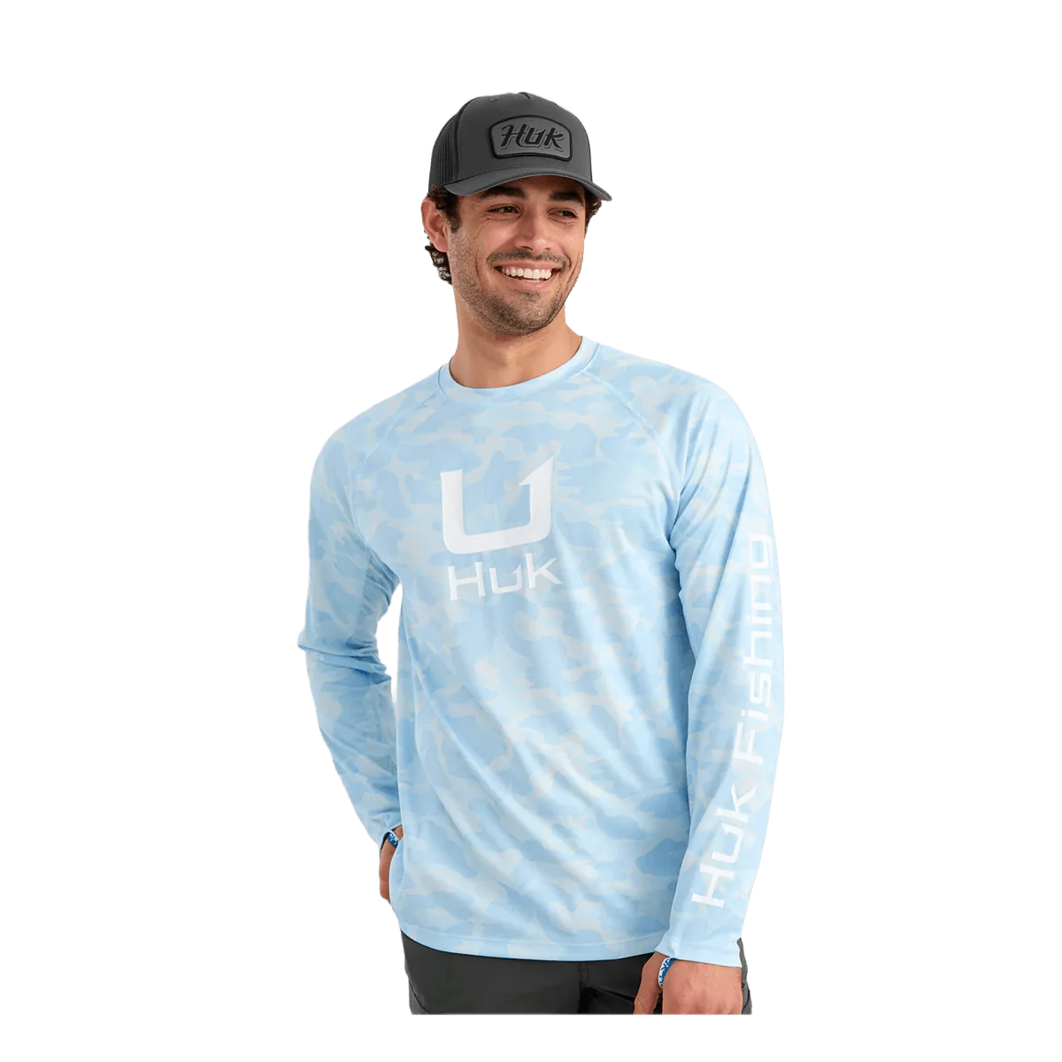HUK ICON PRINTED PERFORMANCE CREW SHIRT - COASTAL DRIFT