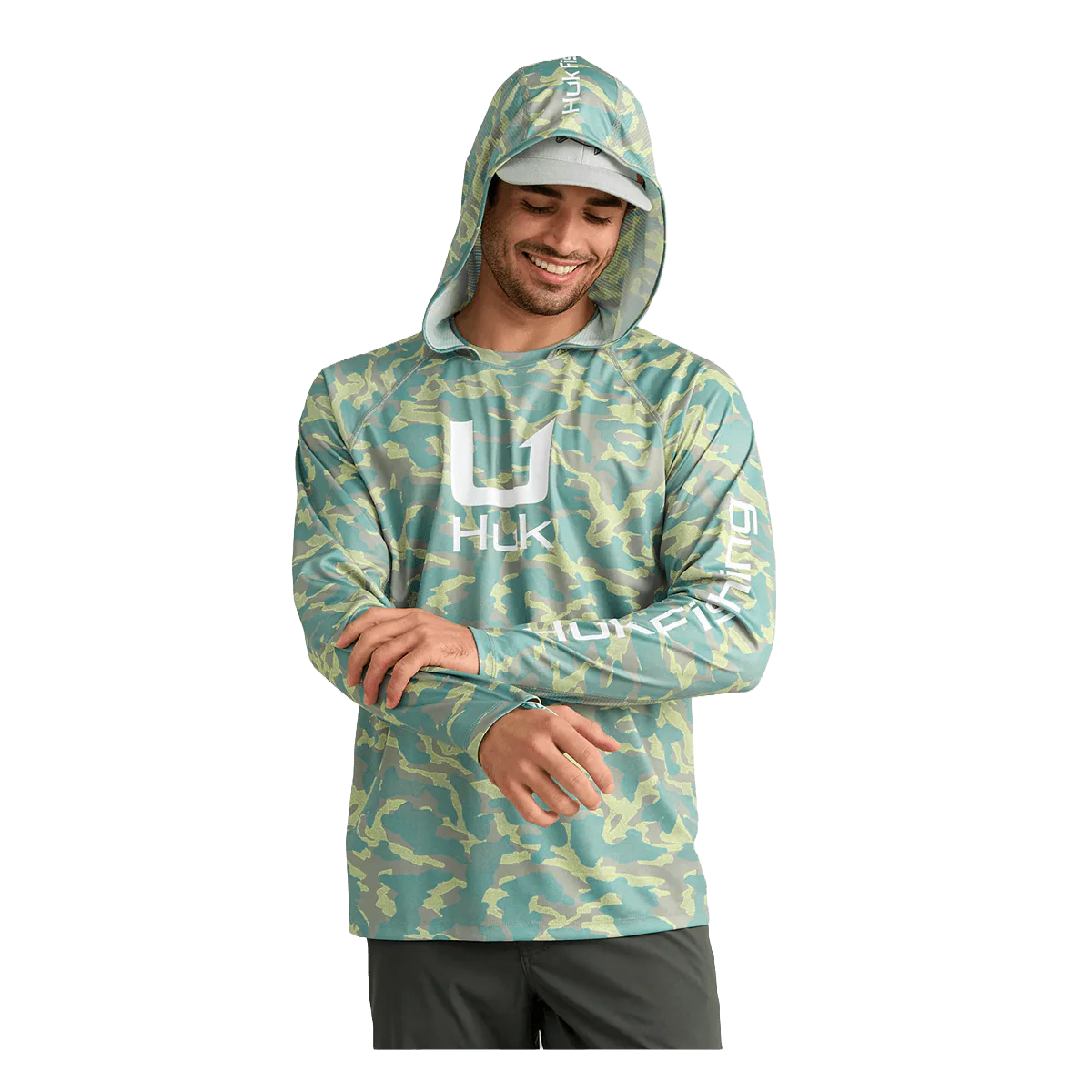 HUK ICON PERFORMANCE L/S HOODIE - SEAGRASS CAMO - Image 3