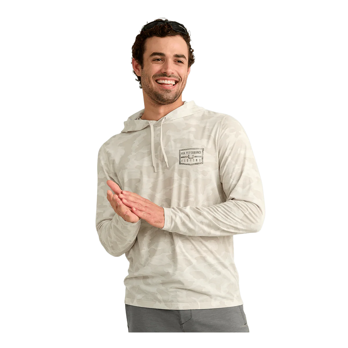 HUK DRIFT PERFORMANCE HOODIE TEE - SILVER BIRCH - Image 2