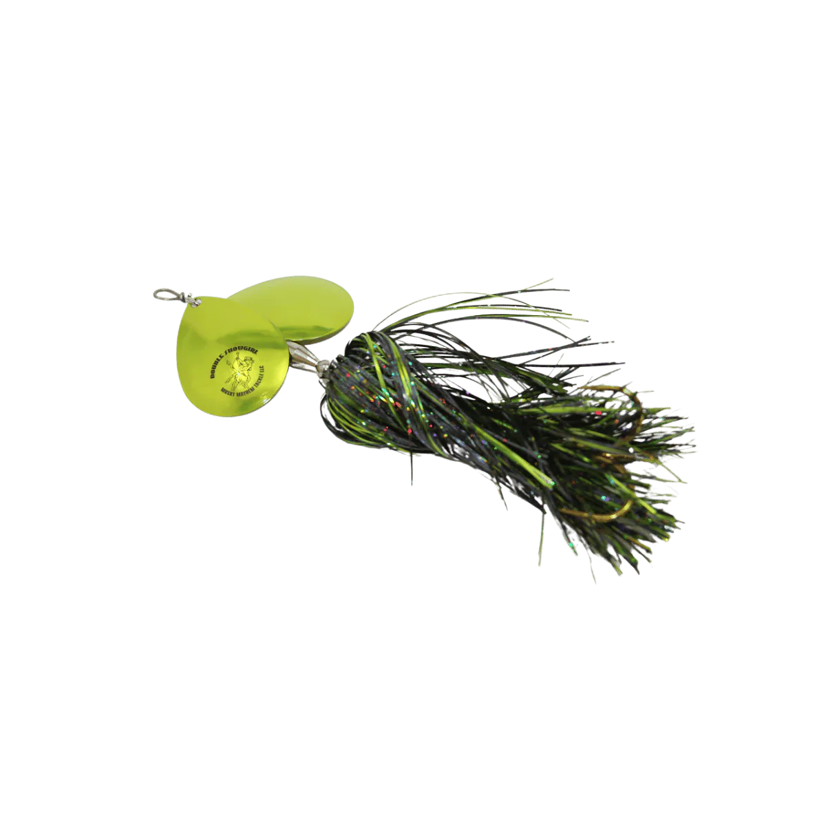 MUSKY MAYHEM TACKLE DOUBLE SHOWGIRL 8IN BLACK/CHARTREUSE