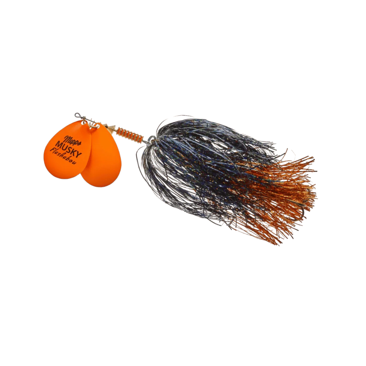 MEPPS DOUBLE BLADE MUSKY FLASHABOU 1-1/2OZ-HOT ORANGE/BLACK/ORANGE