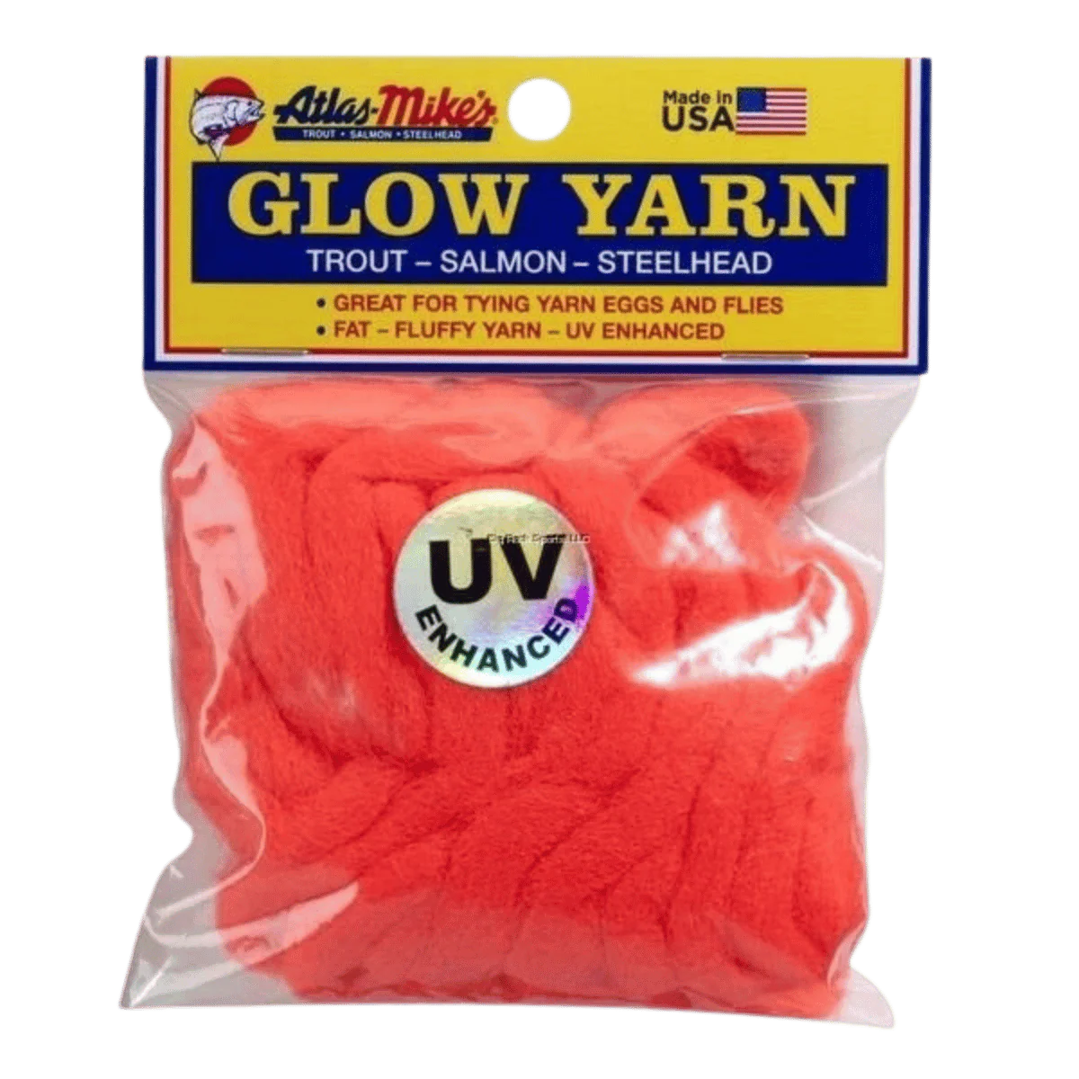 ATLAS UV GLOW YARN FLAME RED 12 FT