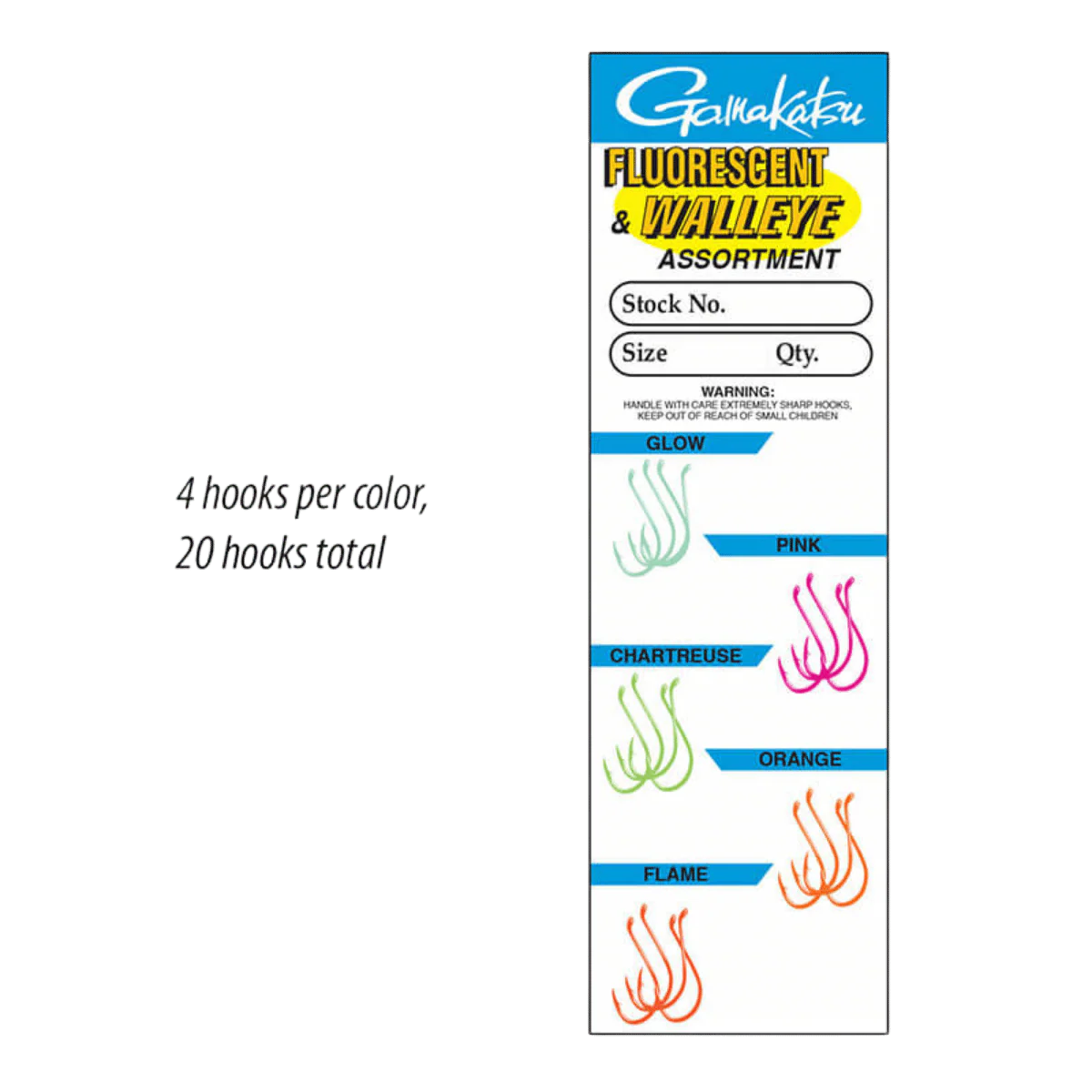GAMAKATSU OCTOPUS HOOK 20PK - FLOURESCENT ASSORTMENT SIZE 2 - Image 2