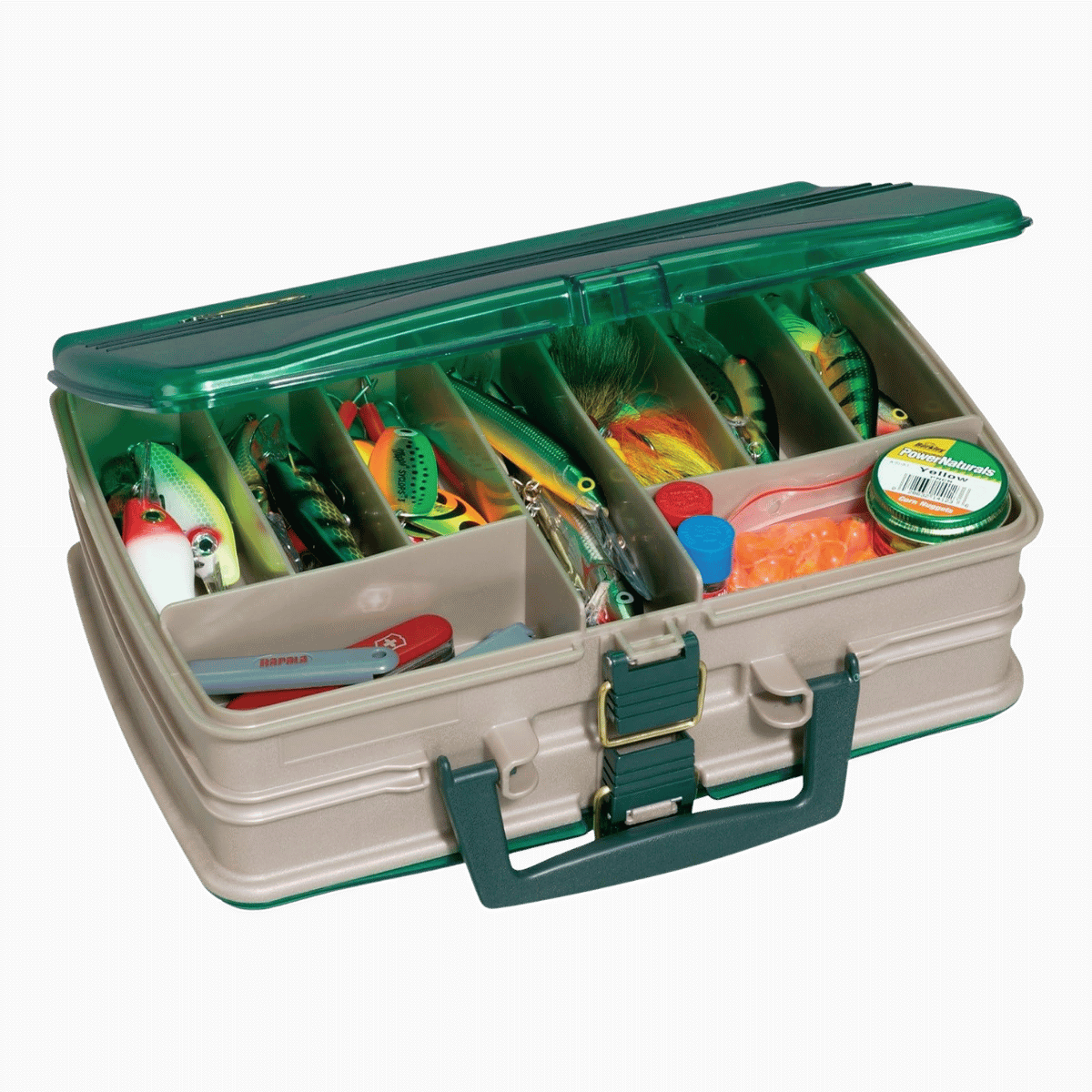 PLANO DOUBLE-SIDED SATCHEL TACKLE BOX - SANDSTONE/GREEN - 12" x 8"