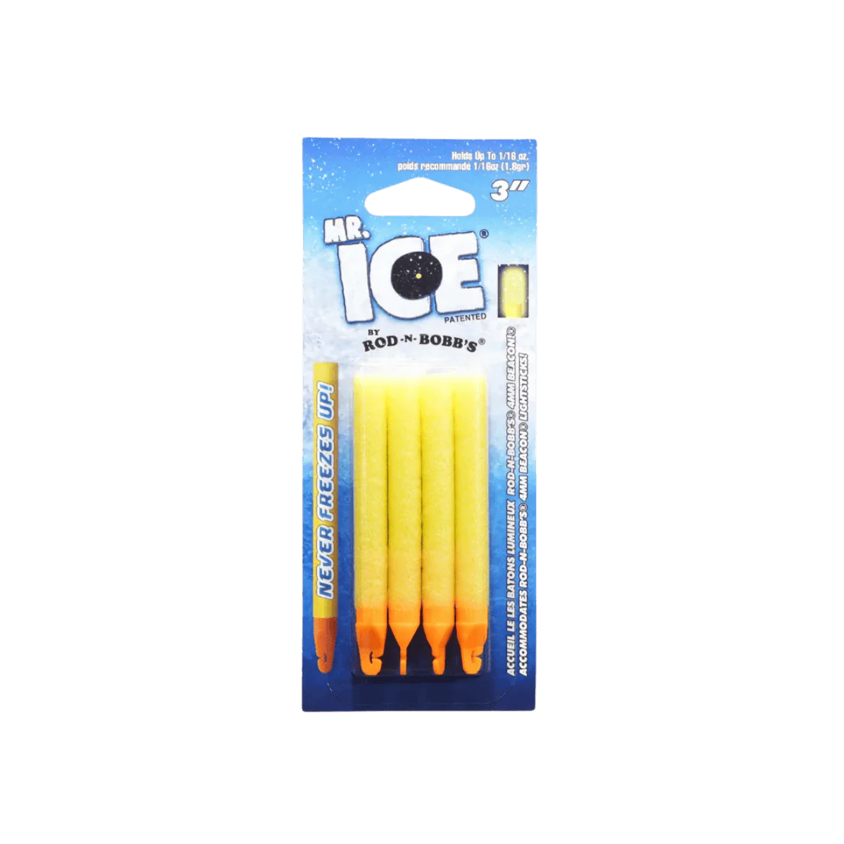 ROD-N-BOBBS MR ICE FOAM BOBBER 4PACK - ICE YELLOW 3IN"