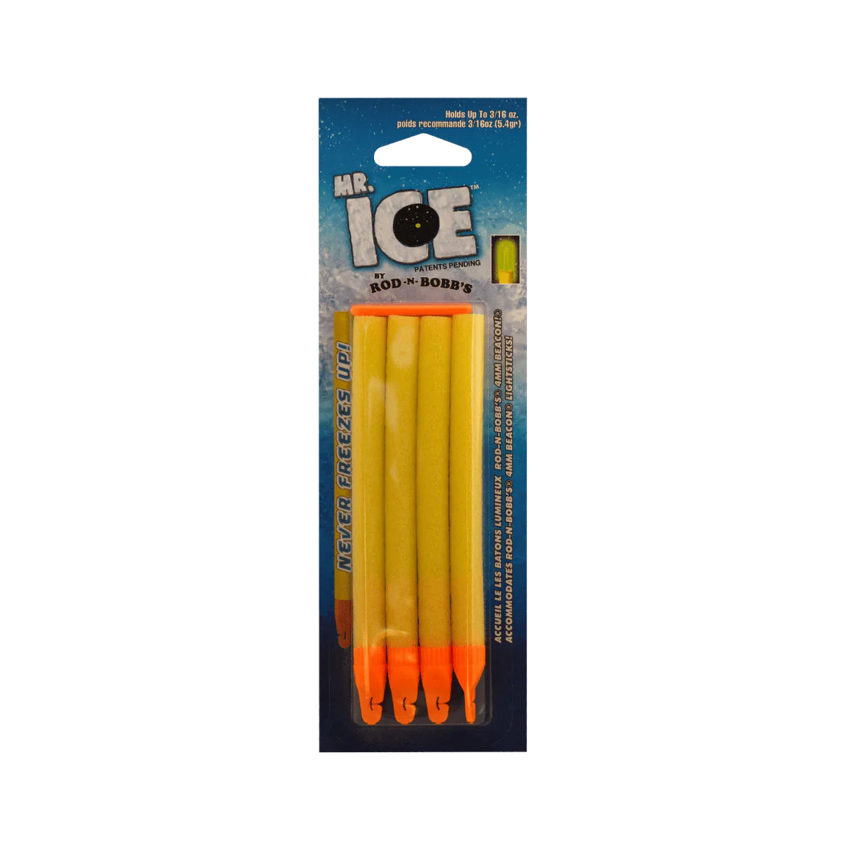 ROD-N-BOBBS MR ICE FOAM BOBBER 4 PACK - YELLOW 4IN"